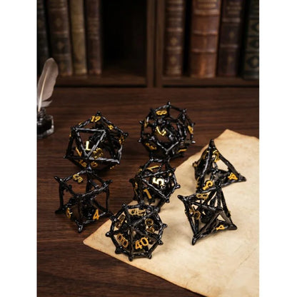 Metal Hollow Filigree 3D Tree Vine Dragon Polyhedral Dice Set For TRPG Tabletop Dice RPG Game Night Table Centerpiece As A Gift