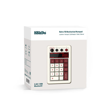 8BitDo Retro 18 Mechanical Numpad,  Bluetooth / 2.4G / Wired Numpad Supports Calculator Mode,for PC Windows and Android