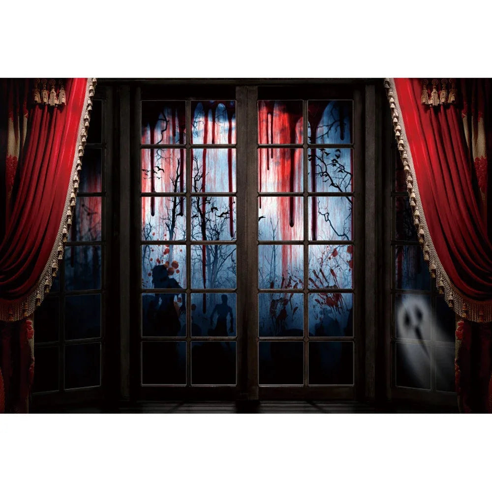 Horror Halloween Scary Blood Splatter Backdrop Red Blood Dripping Ghost Shadow Zombie Vampire Photography Background Studio