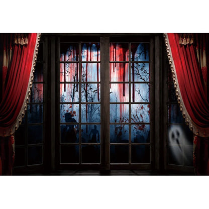 Horror Halloween Scary Blood Splatter Backdrop Red Blood Dripping Ghost Shadow Zombie Vampire Photography Background Studio
