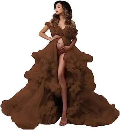 Sexy Maternity Gowns Photoshoot  Ruffles baby shower платье для беременных فساتين حوامل vestidos para embarazadas photoshoot