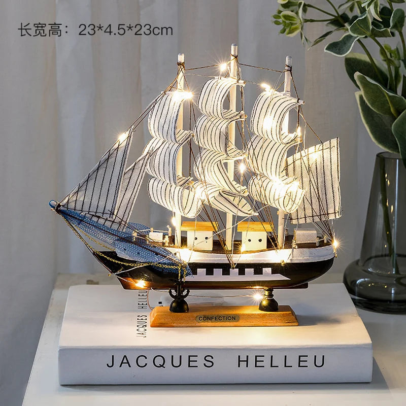 Wooden Sailboat Model Handcrafted Coastal Nautical Decor Table Centerpiece For Living Room Office Desk Gift For Adults And Teens