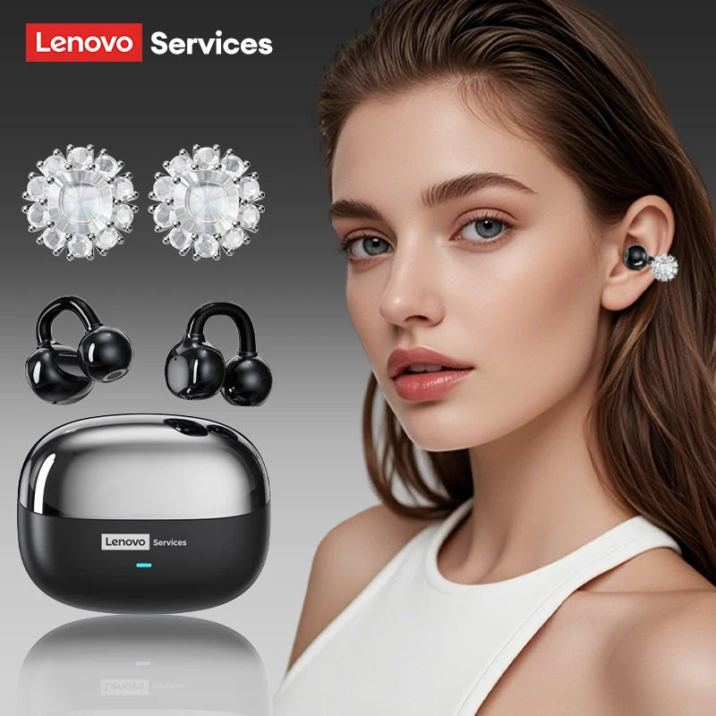 Choice Lenovo LE302 OWS Ear Clip Wireless Earphones Low Latency HD Call Bluetooth Headphones HiFi Music Sport Fashion Earbuds