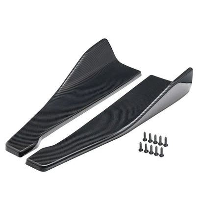 35/48cm Universal Fit Car Spoiler Lateral Bumper Rear Side Skirt Lip Rocker Wings Carbon Fiber Glossy Black Protection Trims