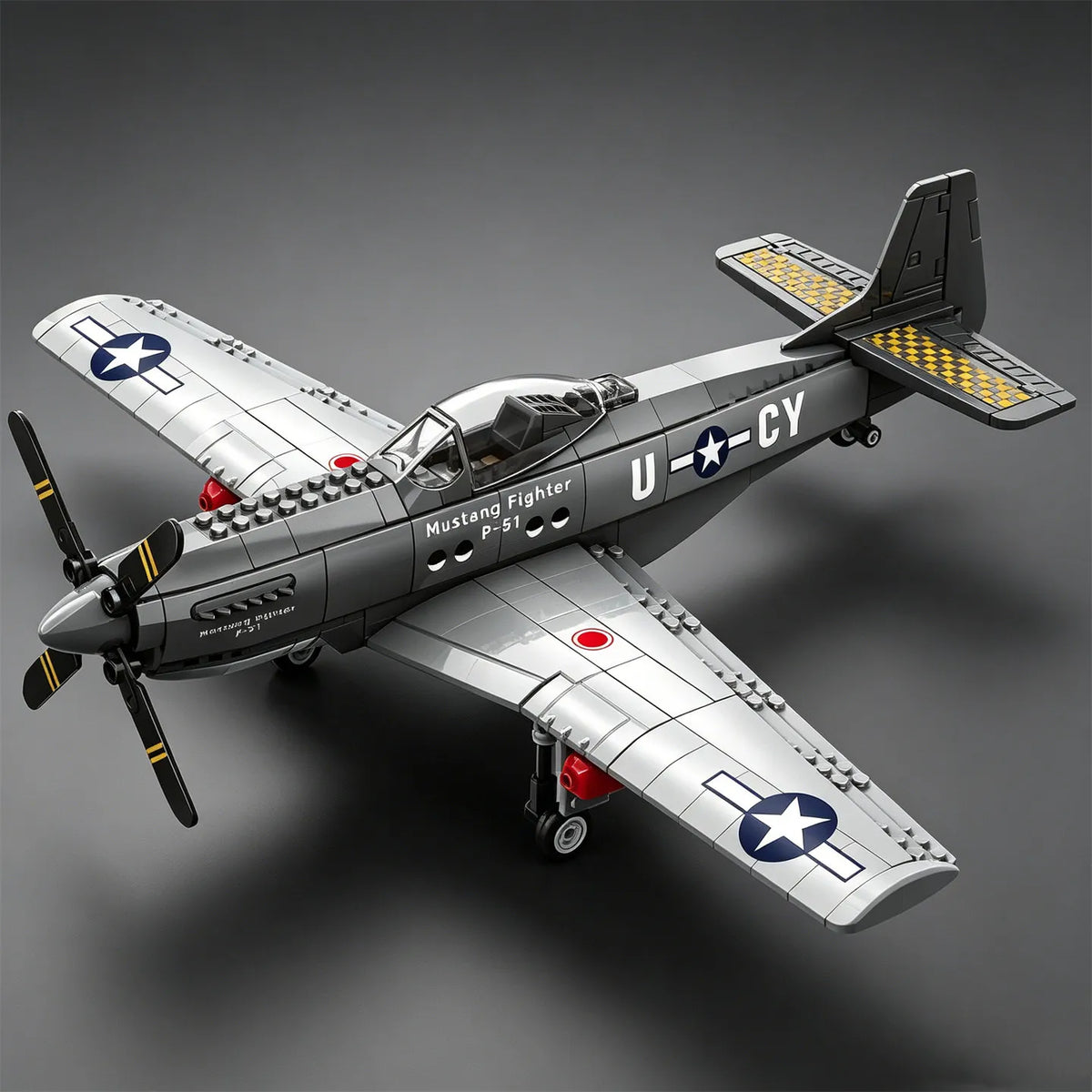 U.S. P-51 Mustang Propeller-Driven Fighter Plane Building Blocks: Bomber Model Educational Toy