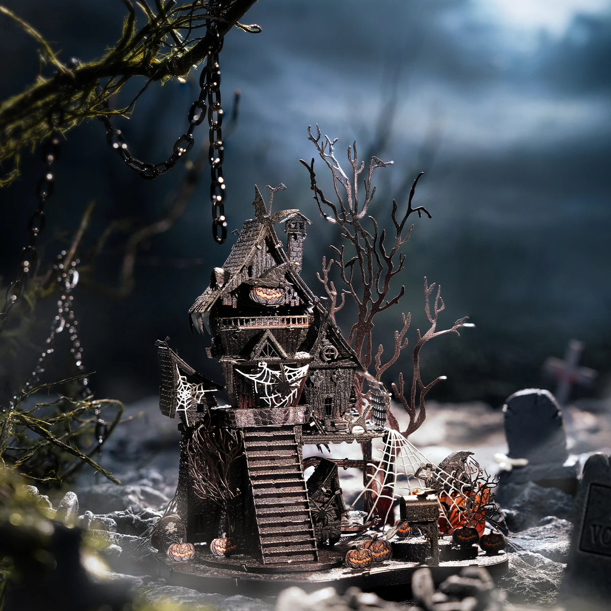 Piececool 3D Puzzles for Adult Shadowvale Manor Puzzles 3D Metal Model Kit Building Blocks for Halloween Decoration Best Gift