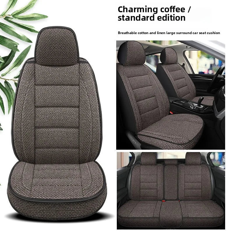 Universal Linen Car Seat Full Cover Breathable Comfortable Flax Sedan SUV Seat Cushion Car Seats Full Cover Protection