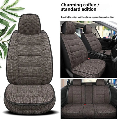 Universal Linen Car Seat Full Cover Breathable Comfortable Flax Sedan SUV Seat Cushion Car Seats Full Cover Protection