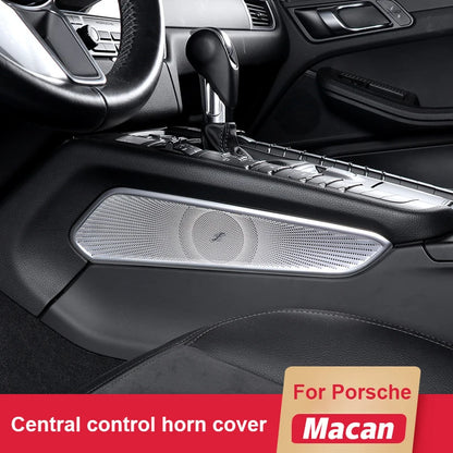 Fit For Porsche Macan 2014-2023 Car Center Control Speaker Audio Sound Loudspeaker Decoration Panel Cover Trim Silver Interior ﻿