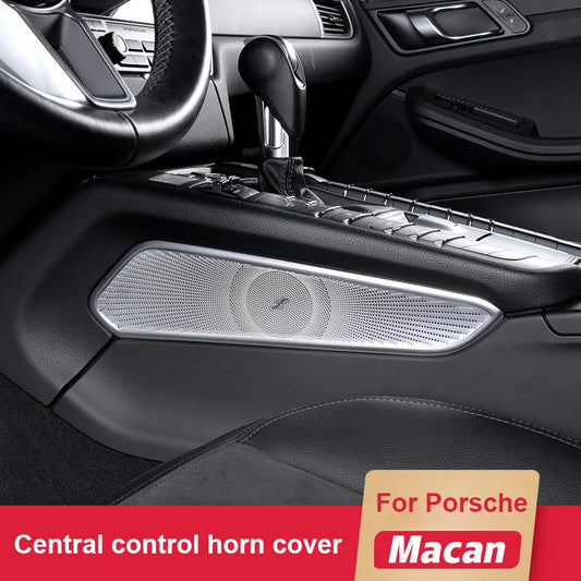 Fit For Porsche Macan 2014-2023 Car Center Control Speaker Audio Sound Loudspeaker Decoration Panel Cover Trim Silver Interior ﻿