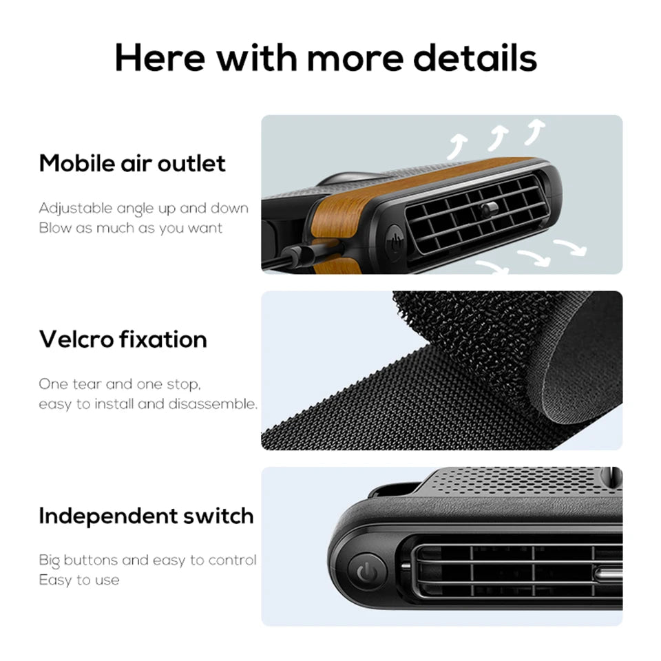 Car Seat Backrest Cooling Fan 3 Speed Adjustable USB Charged Independent Switch Reversible Mount Cool  Air for Rear Seats Fan