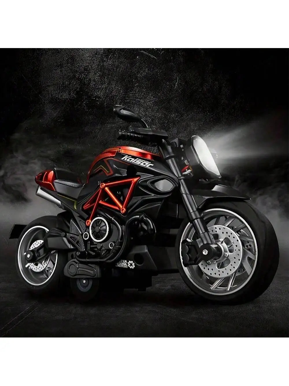 1:12 Scale Die-Cast Alloy Motorcycle Toy with Real Engine Sound & LED Light Effects - Friction-Powered Crash-Resistant Ride-On T