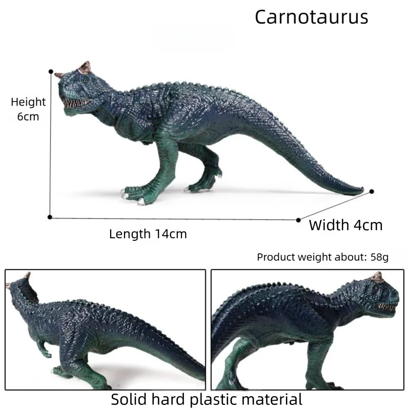 Simulation Jurassic World Carnotaurus Dinosaur Figure Solid Realistic Horned Bull Dinosaur Model PVC Animal Figurines Cognitive