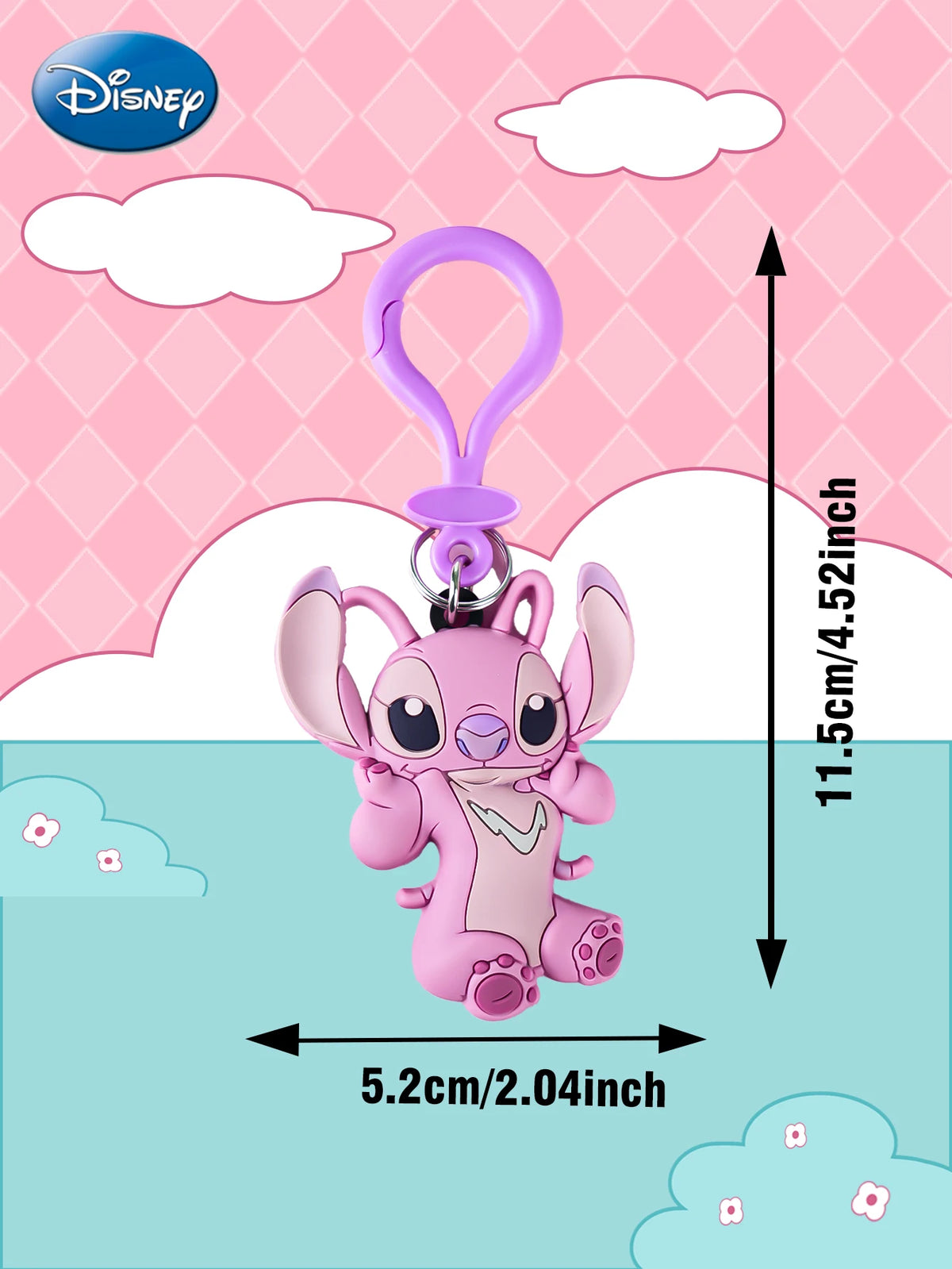 Stitch Officially Licensed Figurine Bag Clip Charms Angel PVC Keychain Gift Collection 1Pc Disney