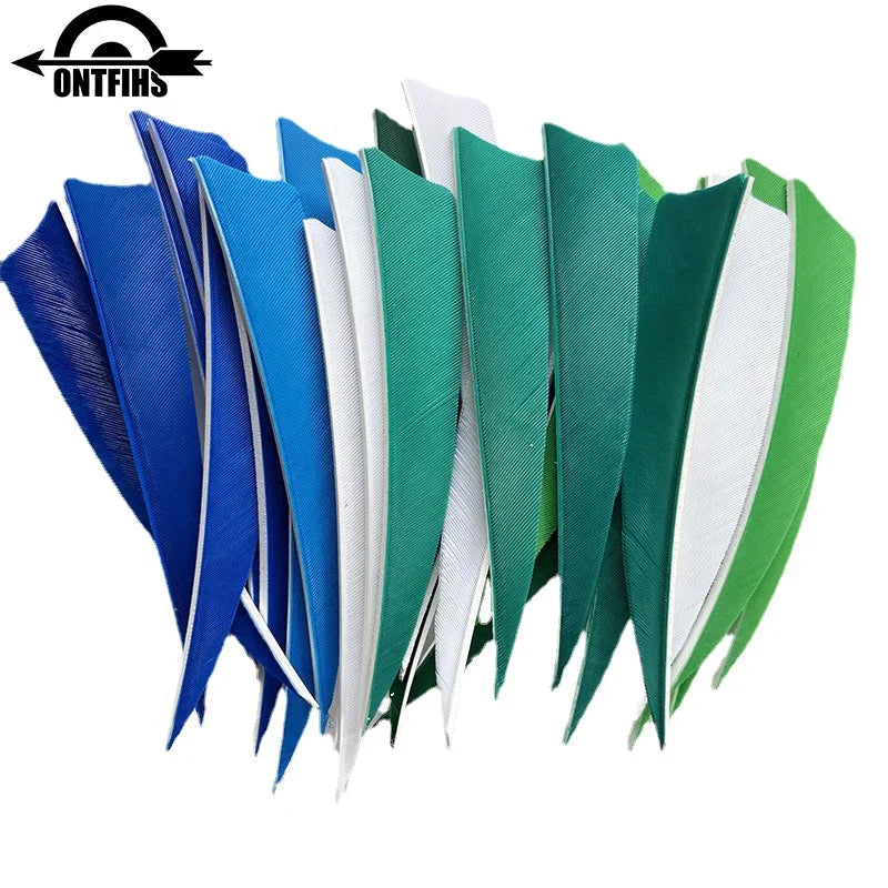 ONTFIHS 50PCS Archery Fletching RW 4" Shield Arrow Feathers with Natural Turkey Feathers