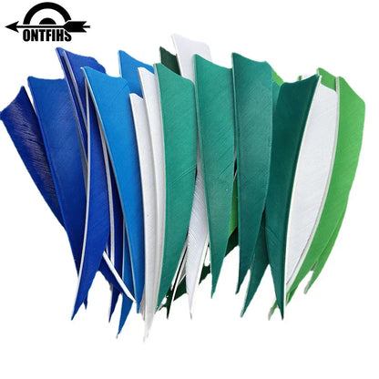 ONTFIHS 50PCS Archery Fletching RW 4" Shield Arrow Feathers with Natural Turkey Feathers