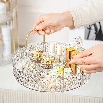 Rotating Cosmetic Organizer 3 Tier Transparent Diamond Pattern Cosmetic Rack Bathroom Cosmetic Vanity Organizer Countertop