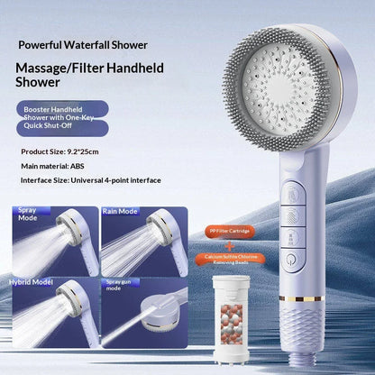 4Modes Pressure Boost Shower Head Multifunction Adjustable Large Water Shower Nozzle Massage Bathroom Accessory