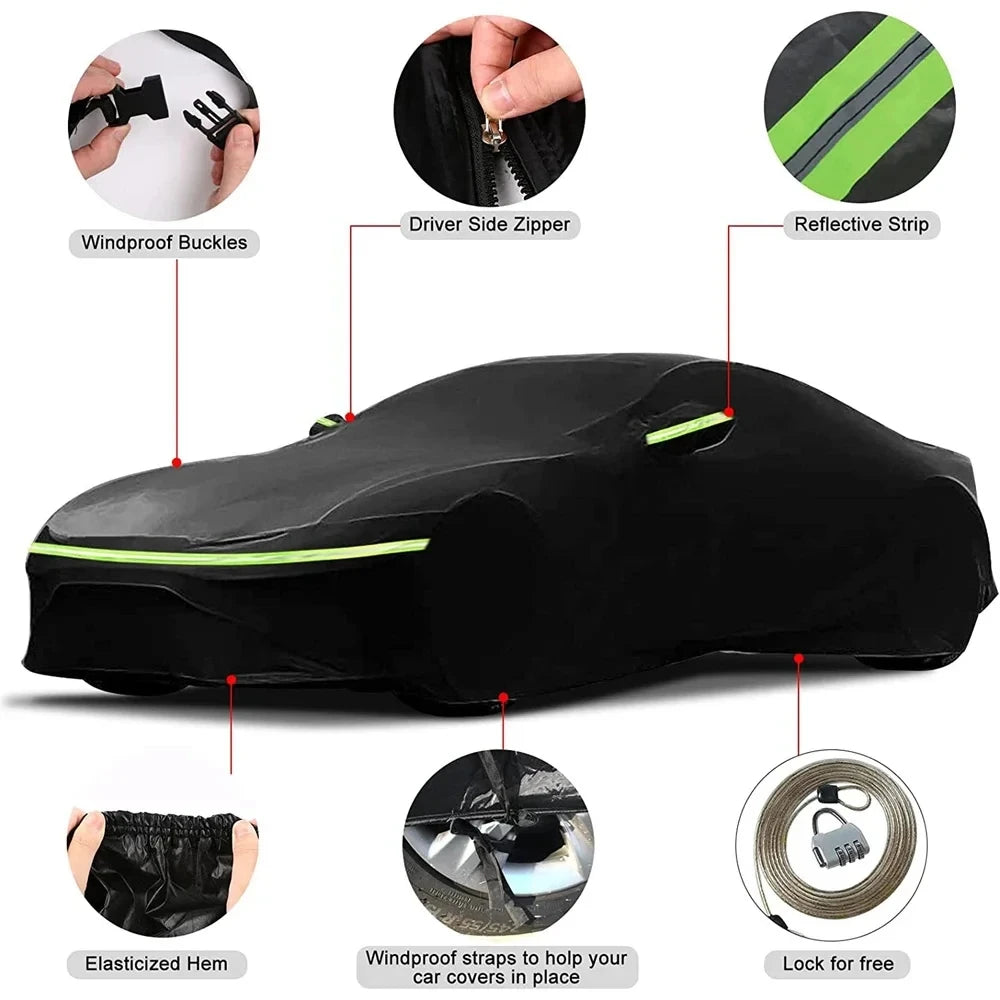 Waterproof Car Cover for 1998-2023 Porsche 911 All Weather Full Car Covers With Zipper Door for Snow Rain Dust Hail Protection
