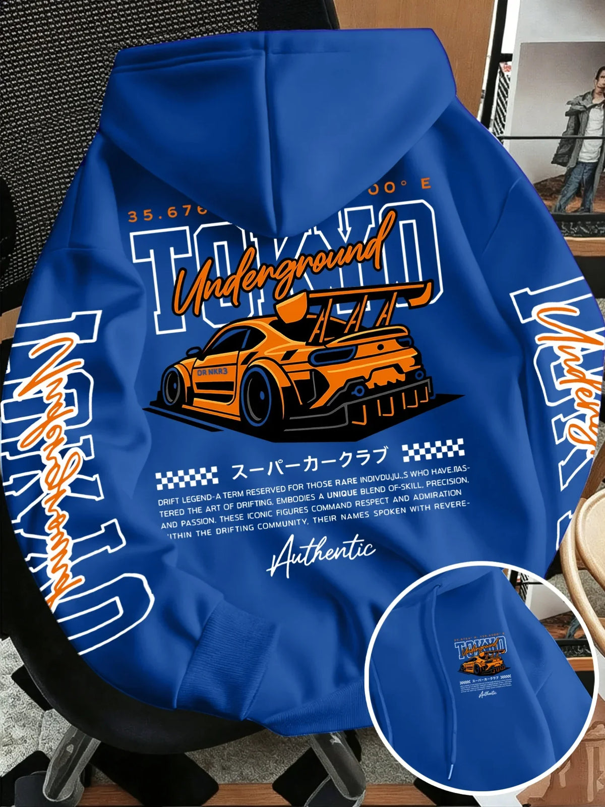 Tokyo JDM Race Car Hoodie Unisex Oversized Double Sided Print Hip Hop Streetwear Pullover Sweatshirt Car Enthusiast Autumn