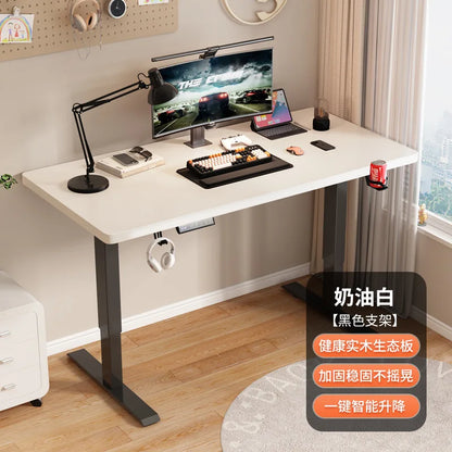 Electric Height Adjustable Computer Desk Solid Wood Study Table Home Office Desk E Sports Gaming Workbench Lab Bench Science