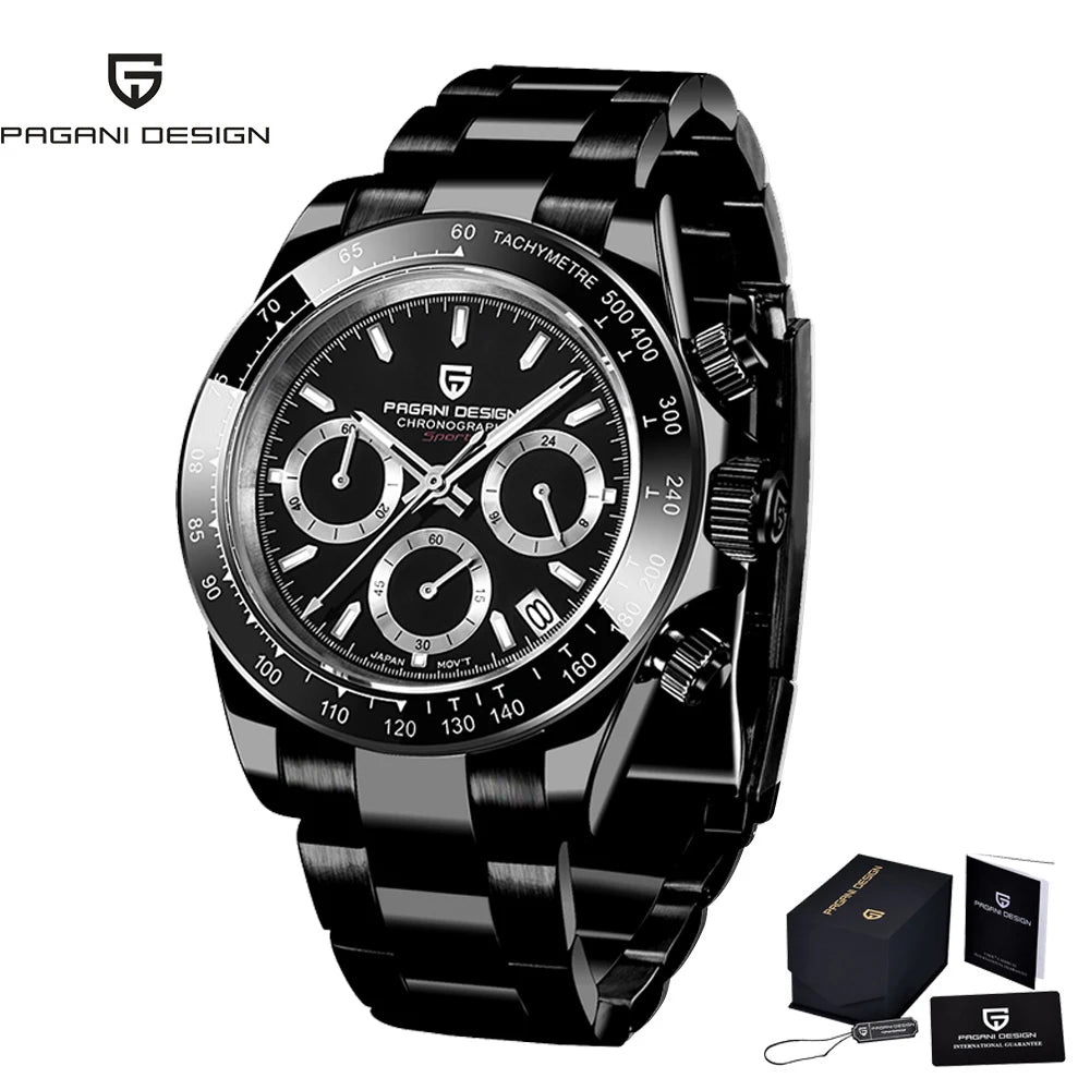 PAGANI Design PD1644 Men Quartz Watches Top Brand Luxury Sports Sapphire Stainless Steel Waterproof Chronograph Reloj Hombre