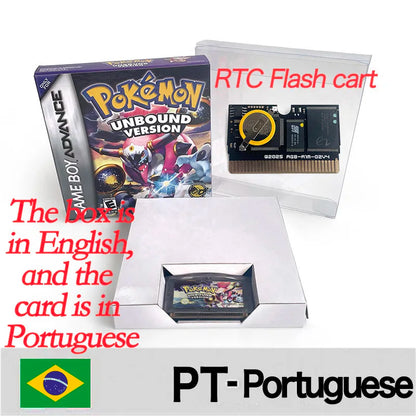 USA ESP Version IC RTC Flash Cart Unbound GBA Game Cartridge Video Game Console Card Rom Hack Spanish English Language