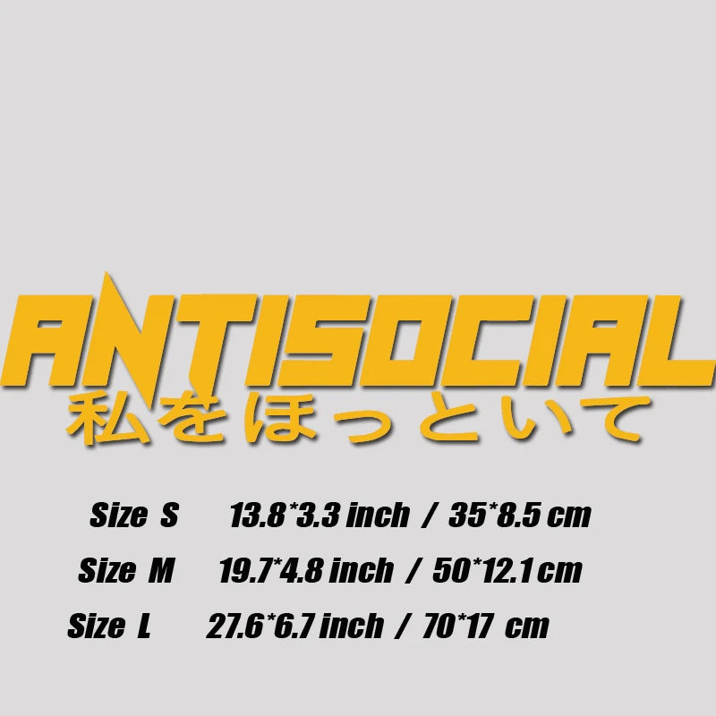 JDM Style 'ANTISOCIRL' Vinyls Decal, Windshield Rear Window Decal Car Sticker Banner, High Quality for Car Truck & LAPTOP!