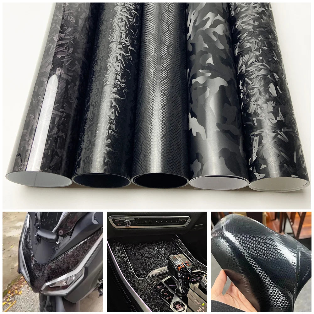Black Forged Carbon Fiber Vinyl Wrap For Vehicle Motorcycle Cosmic Ghost Vinyl Wrapping Honeycomb Carbon Film Car Stickers