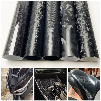 Black Forged Carbon Fiber Vinyl Wrap For Vehicle Motorcycle Cosmic Ghost Vinyl Wrapping Honeycomb Carbon Film Car Stickers