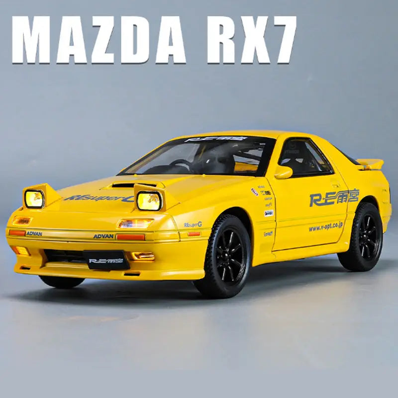 1:24 Mazda RX7 Alloy Sports Car Model Diecasts Metal Toy Racing Vehicles Car Model Simulation Sound and Light Childrens Toy Gift