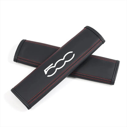 2Pcs Car Seat Belt Leather Safety Belt Shoulder Covers Interior For Fiat 500 500L 500S 500X 500C 500E 500L 500S 500X 500C 500E