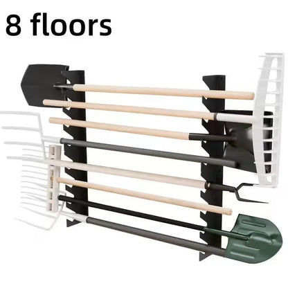 8/12th Floor Garage Tool Rack Wall Mounted, Shed Wall Organization Rack, Horizontal Tool Rack, Shovel and Rake