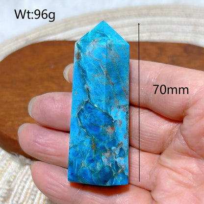 Natural Crystal Blue Flashy Apatite Tower Healing Gemstones High Quality Mineral Reiki Ornament Home Decorations Gift