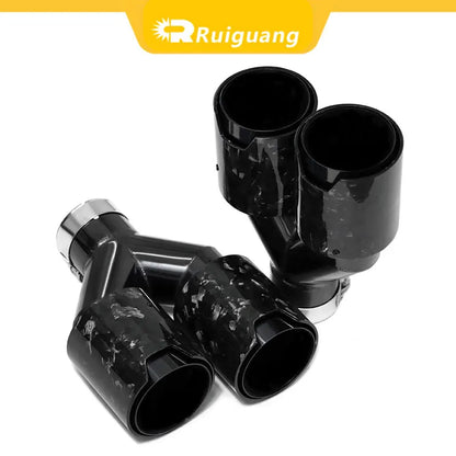 1Pc FOR BMW Forged Carbon Fiber Black Double Outlet Exhaust Pipe or M Performance Exhaust Pipe M LOGO