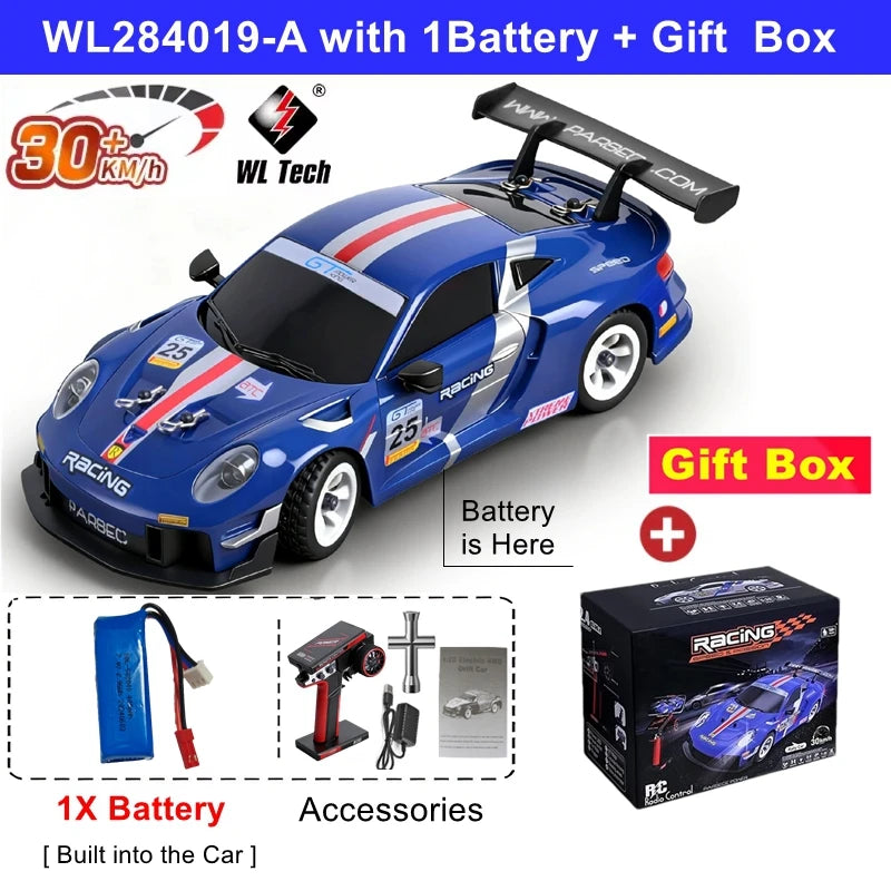 WLtoys 284191 284019-A Upgraded Gyro 1/28 RC Drifting Car 4WD High Speed Radio Control Model 2.4G Drift Racing Vehicle Mini Gift