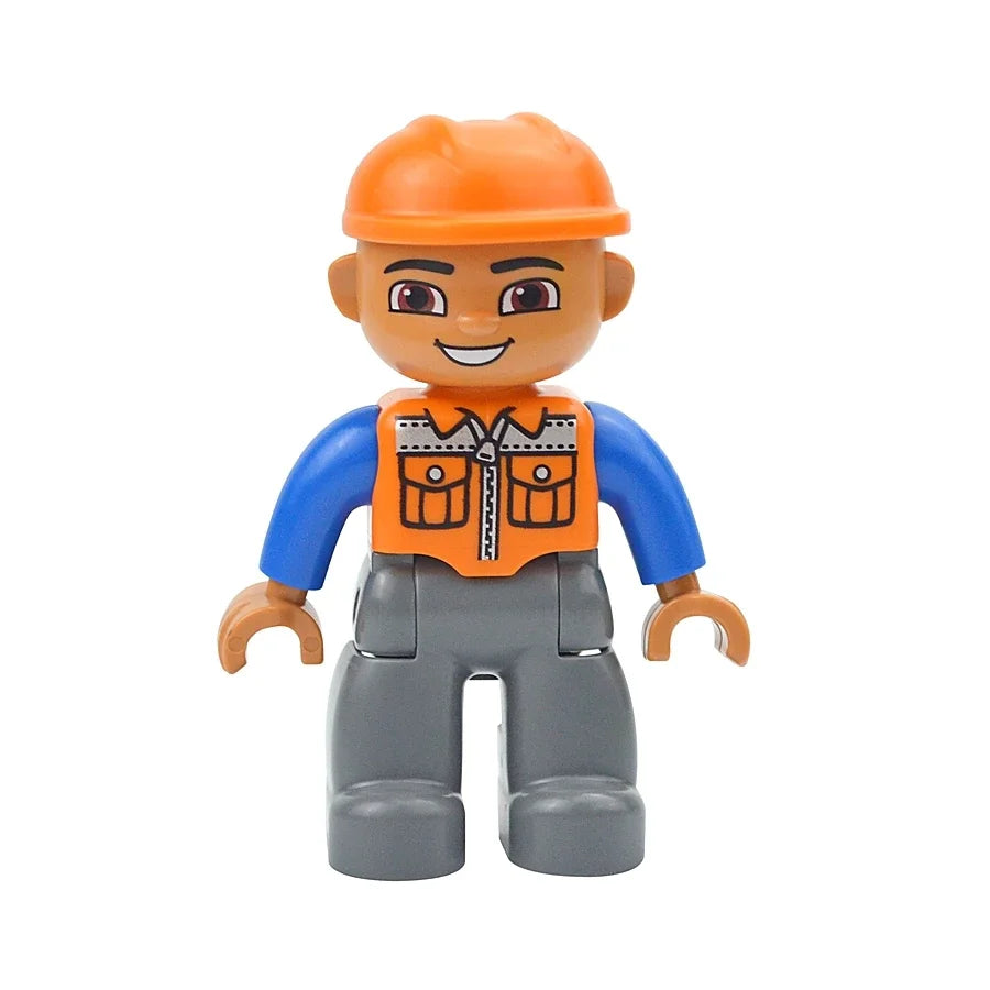 Figures Dolls Big Size Building Blocks Family Action Workers Doctor Police Farmer Compatible Large Bricks Duploes Kid Toys