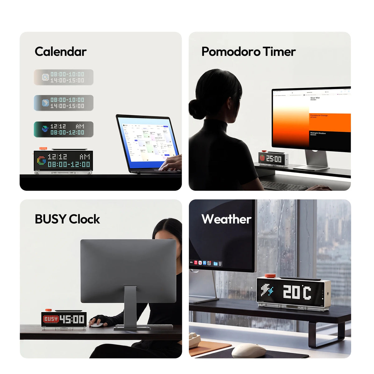 Ulanzi TC002 Pixbar Smart Pixel Clock II YT Ins Followers Simultaneous Pixelated Message Larger Display Creative Schedule