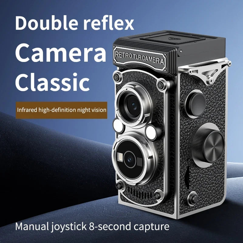 Retro Camera Dual Lens Design Infrared Night Vision Function Manual Joystick Operation HD Mini Camera Portable Nostalgic Camera