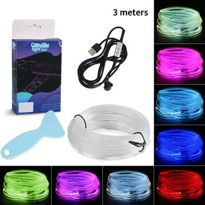 1/2/3/4/5M Car LED Ambient Lights Strip RGB Neon Optical Fiber Multiple Mode Interior Atmosphere Lighting DIY USB EL Wiring Lamp