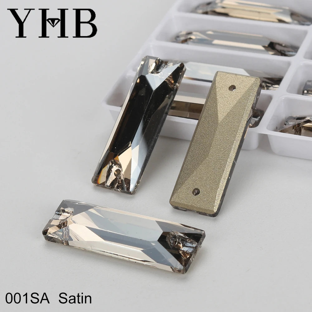 YHB Top Quality Cosmic Baguetee Glass Crystal AB Moonlight Sewing Stones Flatback Sew on Rhinestones For Garment Clothes Bags