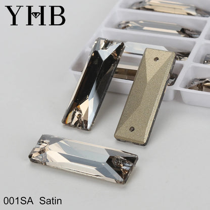 YHB Top Quality Cosmic Baguetee Glass Crystal AB Moonlight Sewing Stones Flatback Sew on Rhinestones For Garment Clothes Bags
