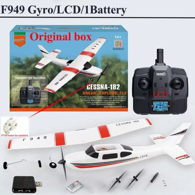【C0】WLtoys 2.4G F949 LCD Version RC Airplane Cessna 182 3D6G 3Ch Fixed Wing Plane Outdoor Drone RTF With Gyroscope And Night