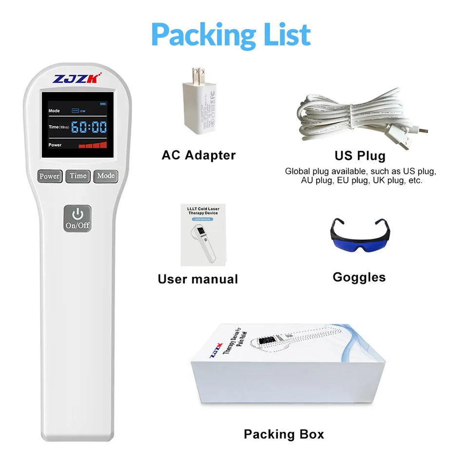 ZJZK Professional Therapeutic Cold Laser Physiotherapy Relax Treatment Massager Laser Therapy Device 808nm 650nm 880mW for Pain