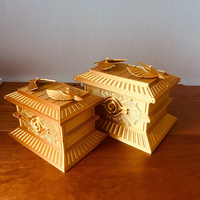 Large Capacity Magnetic Gold Sarcophagus Trading Card Storage Box 3D Printed Resin Yu-Gi-Oh Desktop Decor Anime Collectible Gift