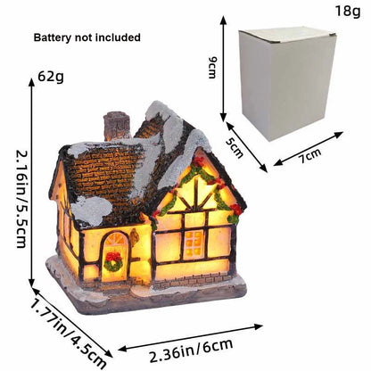 Christmas Ornament Village Houses LED Light Collectible Figurines Snow Blanket Desktop Decoration Town Scene Xmas New Year Gift