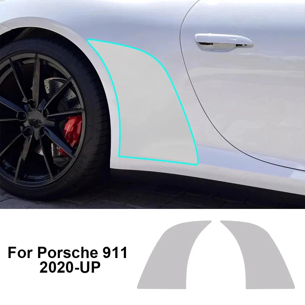 For Porsche 911 2020-2025 Car Rear Door Protective Film Transparent TPU Protective Film Corner Scratch-Resistant Film