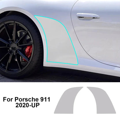 For Porsche 911 2020-2025 Car Rear Door Protective Film Transparent TPU Protective Film Corner Scratch-Resistant Film