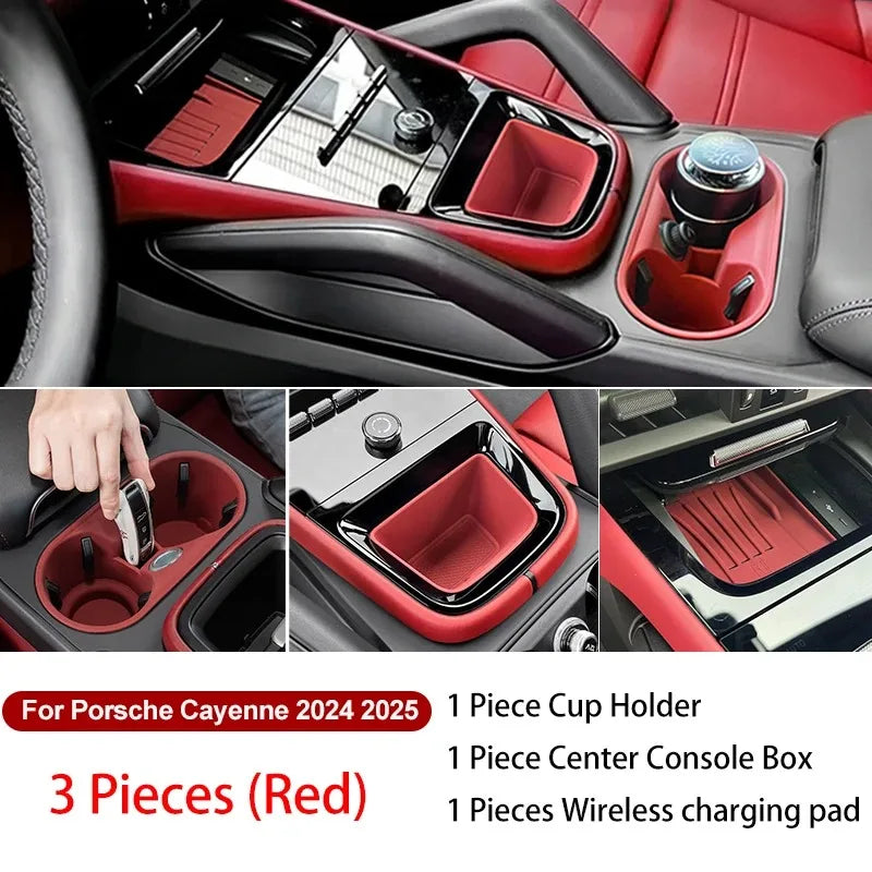 For Porsche Cayenne 2024 -2026 Silicone Car Cup Holder Center Console Organizer Anti Spill- Drink Holder Insert Auto Accessories