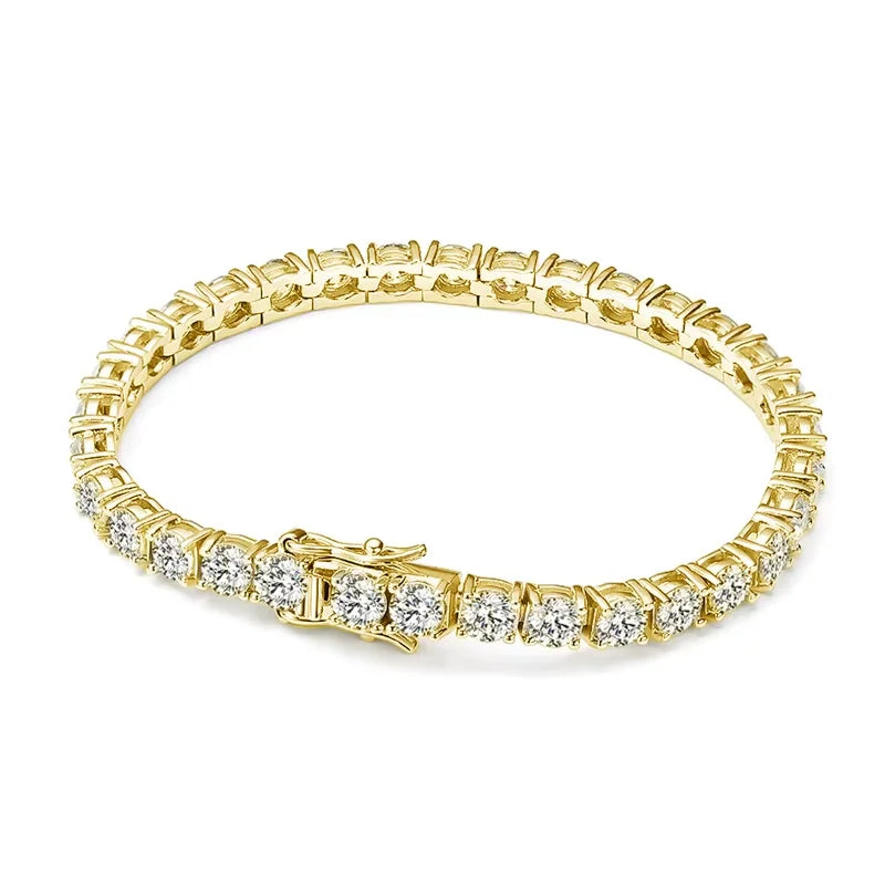 Knobspin 3mm 4mm Moissanite Tennis Bracelet Full Diamond GRA 925 Silver Plated 18k Wedding Party Jewelry Bracelets for Women Man